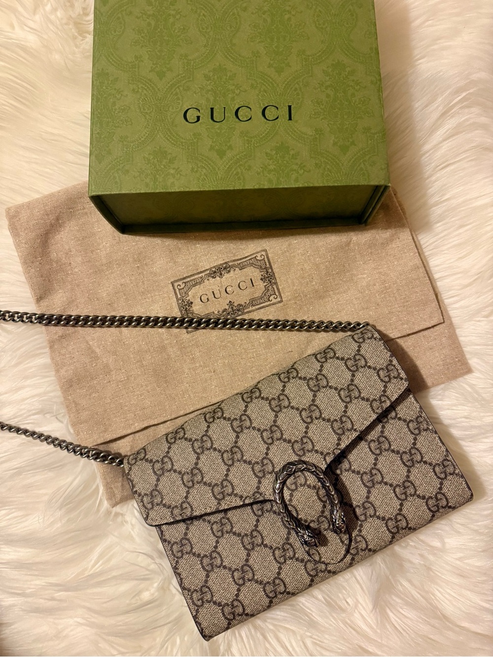 BRAND NEW Gucci GG Supreme Dionysus Crossbody with Silver Hardware